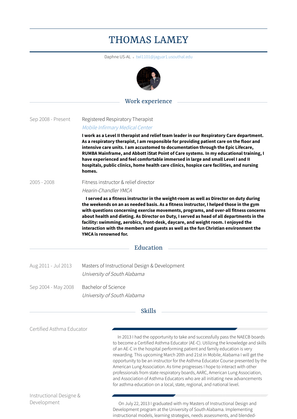 Registered Respiratory Therapist Resume Sample and Template