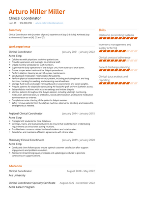 Clinical Coordinator Resume Sample and Template