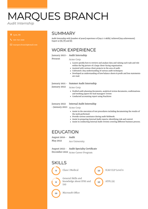 Audit Internship Resume Sample and Template