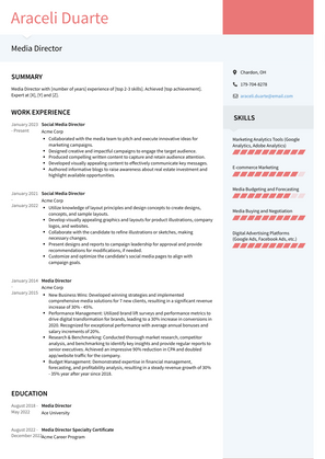 Media Director Resume Sample and Template