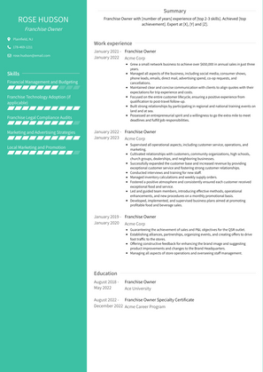 Franchise Owner Resume Sample and Template