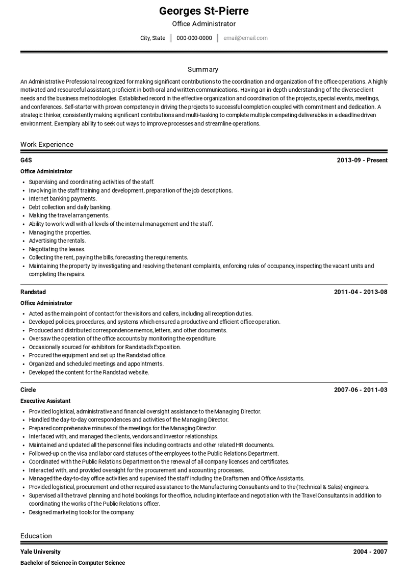 Office Administrator Resume Sample and Template