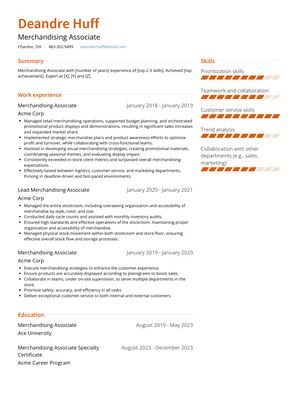 Merchandising Associate Resume Sample and Template