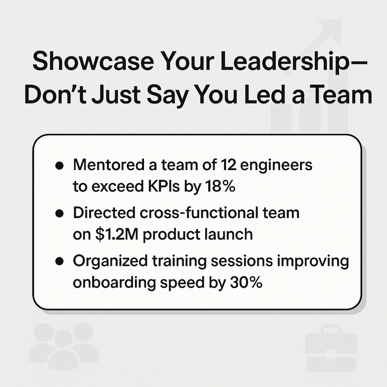 led a team on resume