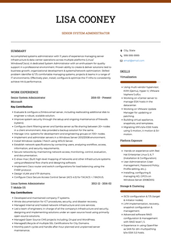 Senior Systems Administrator Resume Sample and Template