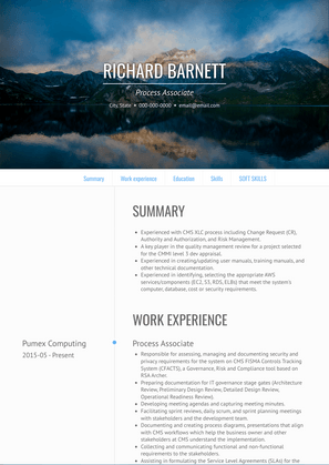 Process Associate Resume Sample and Template