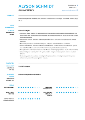 Criminal Investigator Resume Sample and Template