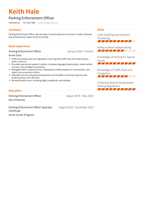 Parking Enforcement Officer Resume Sample and Template