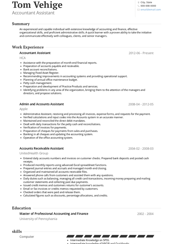 accounts assistant resume sample australia