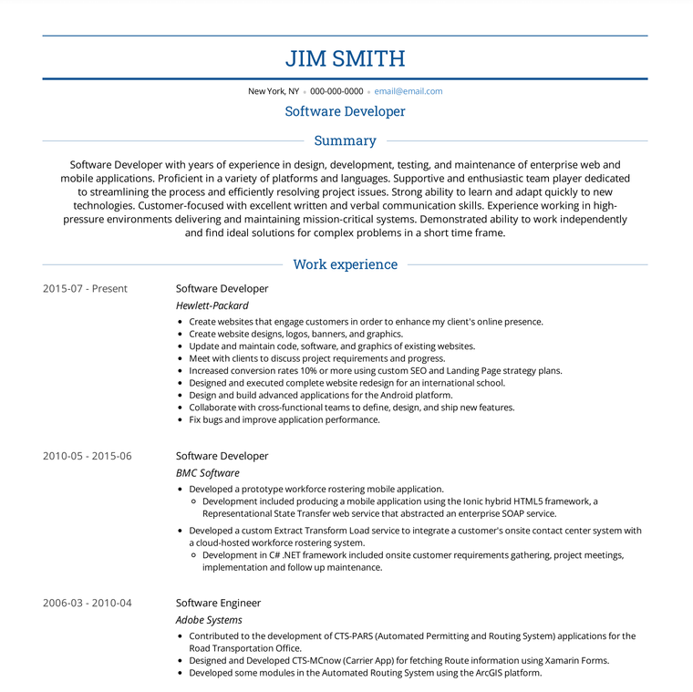Simple Resume Format: Monte