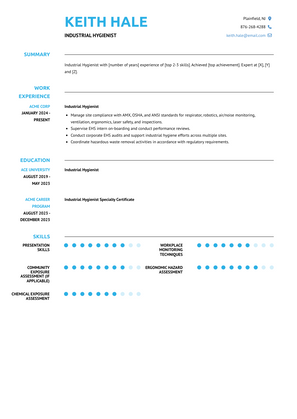 Industrial Hygienist Resume Sample and Template
