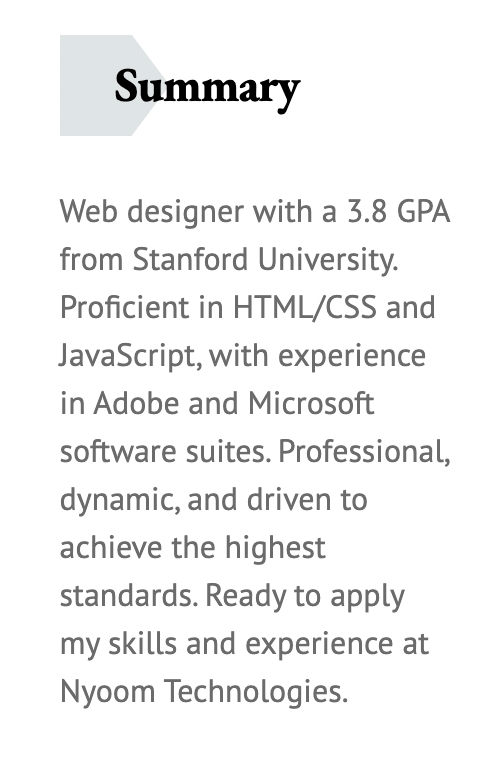 web designer resume summary