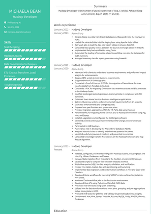 Hadoop Developer Resume Sample and Template