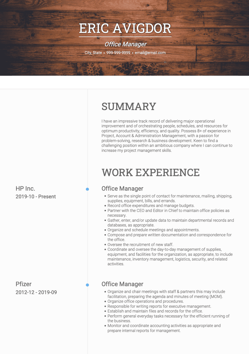 Office Manager CV Example and Template