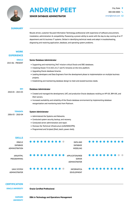 Basic CV Template and Example - Arya by VisualCV	