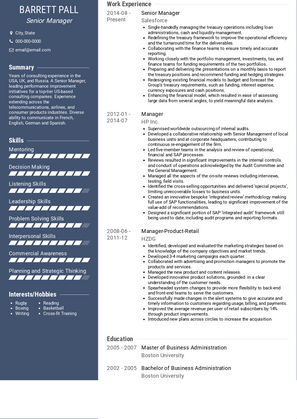 Senior Manager Resume Sample and Template