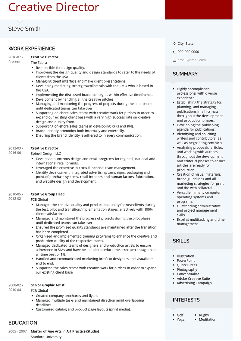 creative director resume examples