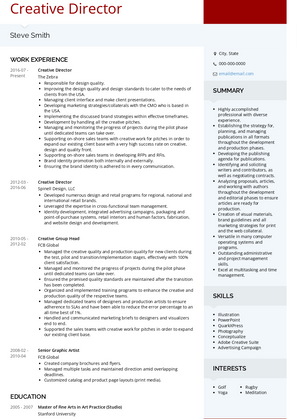 Creative Director Resume Sample and Template