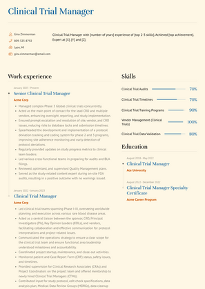 Clinical Trial Manager Resume Sample and Template