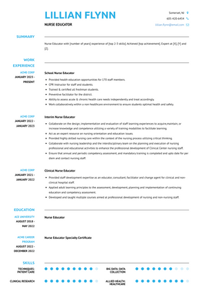 Nurse Educator Resume Sample and Template