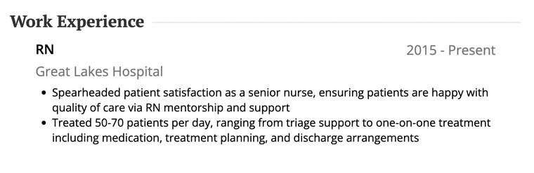 RN Job Description for Resume example One