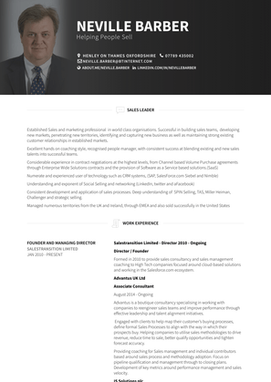 Founder And Managing Director Resume Sample and Template
