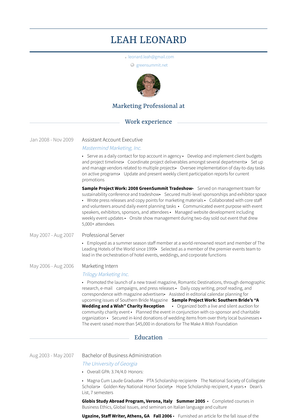 Assistant Account Executive Resume Sample and Template