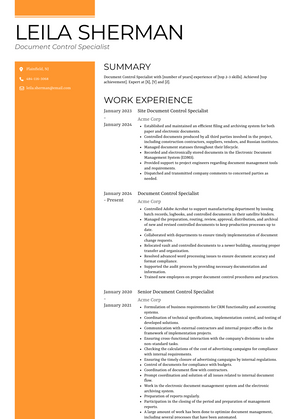 Document Control Specialist Resume Sample and Template