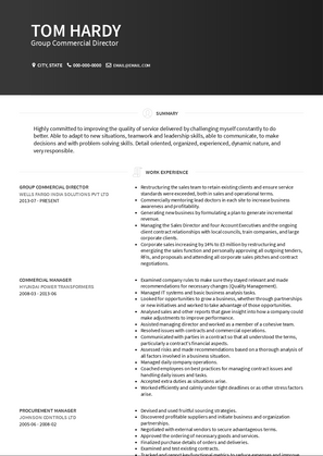 Group Commercial Director Resume Sample and Template