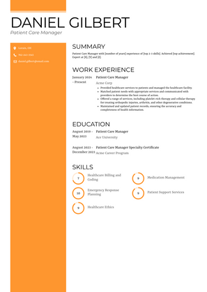 Patient Care Manager Resume Sample and Template