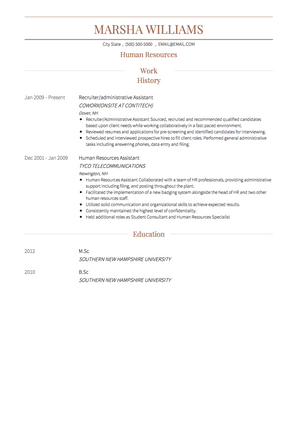 Human Resources CV Example and Template