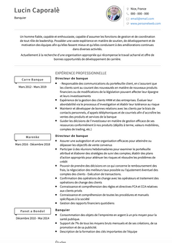 Exemple et modèle de CV banquier