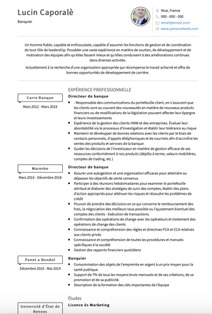 Exemple et modèle de CV banquier