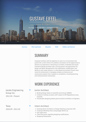 Junior Architect Resume Sample and Template