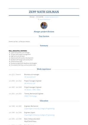 Buisness Unit Manager Resume Sample and Template