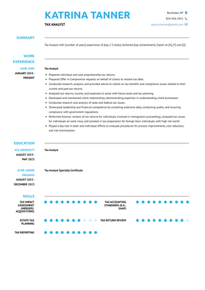 Tax Analyst Resume Sample and Template