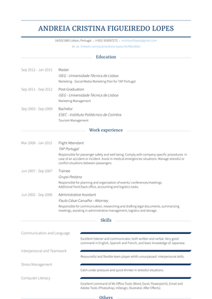 Flight Attendant Resume Sample and Template