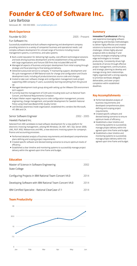 One Page Resume Template and Example - Slate by VisualCV	