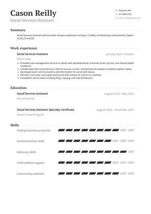 Social Services Assistant Resume Sample and Template
