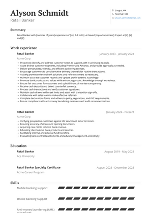 Retail Banker Resume Sample and Template