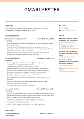 Accounts Payable Clerk Resume Sample and Template