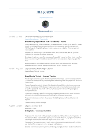 Office Administrator/Legal Secretary~$50k Resume Sample and Template