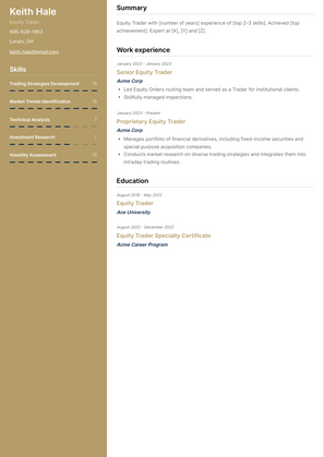 Equity Trader Resume Sample and Template