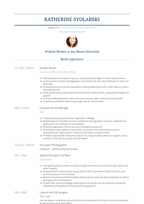 Student Worker Resume Sample and Template