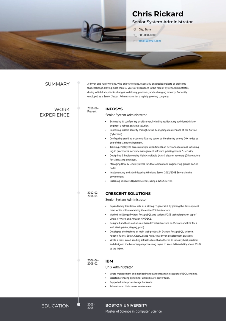 System Administrator Google Docs Resume Template