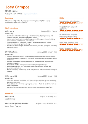 Office Nurse Resume Sample and Template