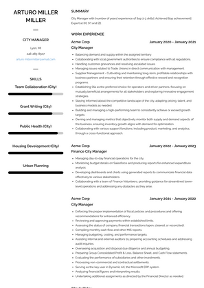 City Manager Resume Sample and Template