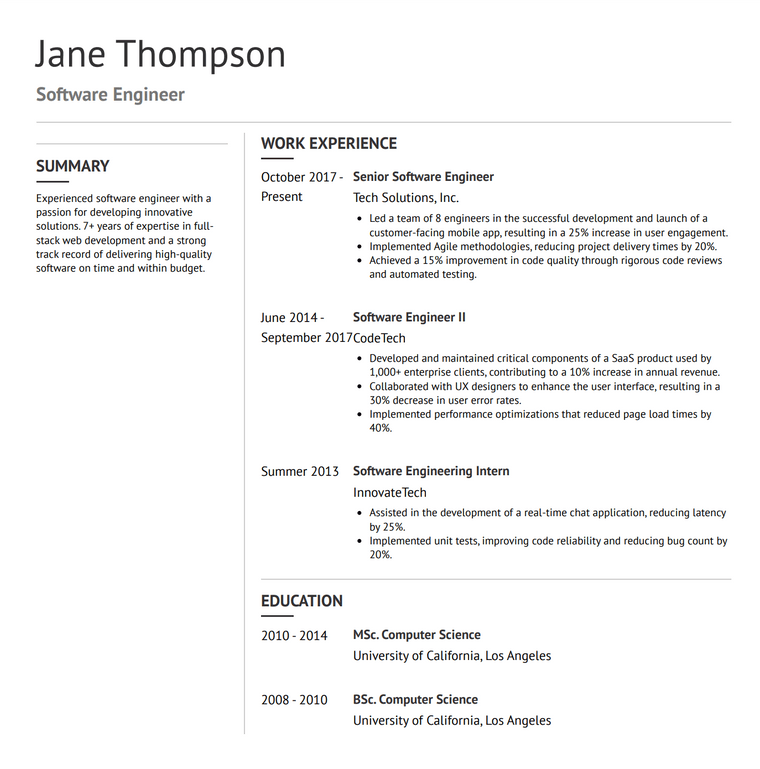 Simple Black and White Resume Template