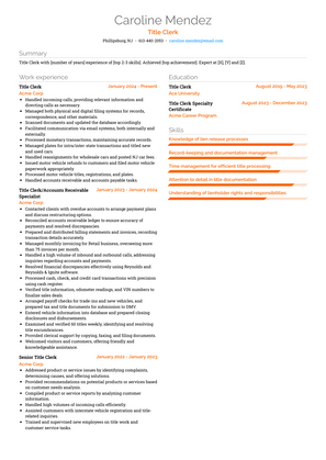 Title Clerk Resume Sample and Template