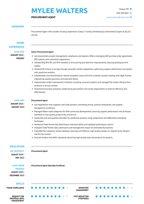 Procurement Agent Resume Sample and Template